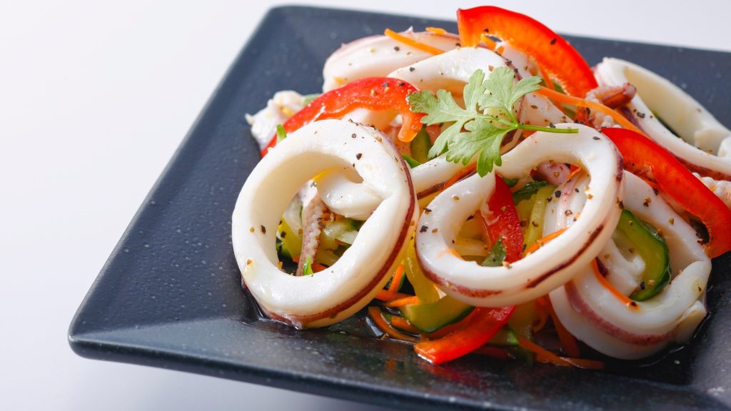 Pomelo Salad with Squid at the spice house, cassia cottage